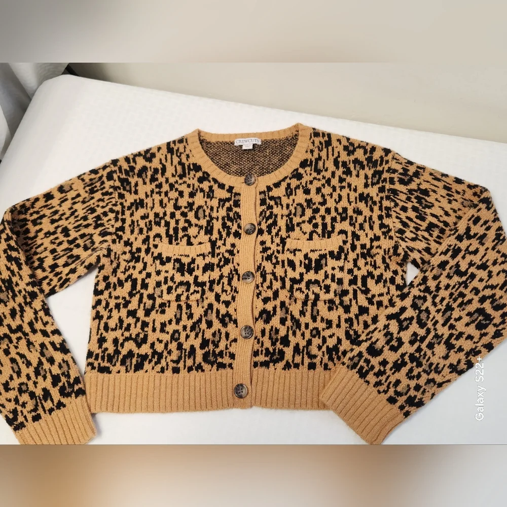 Crewcuts Girls Leopard Print Cardigan Size XL (12-13).  #E15 - Picture 4 of 12